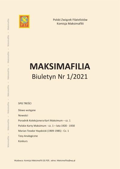 Biuletyn MAKSIMAFILIA 2021 1 okladka