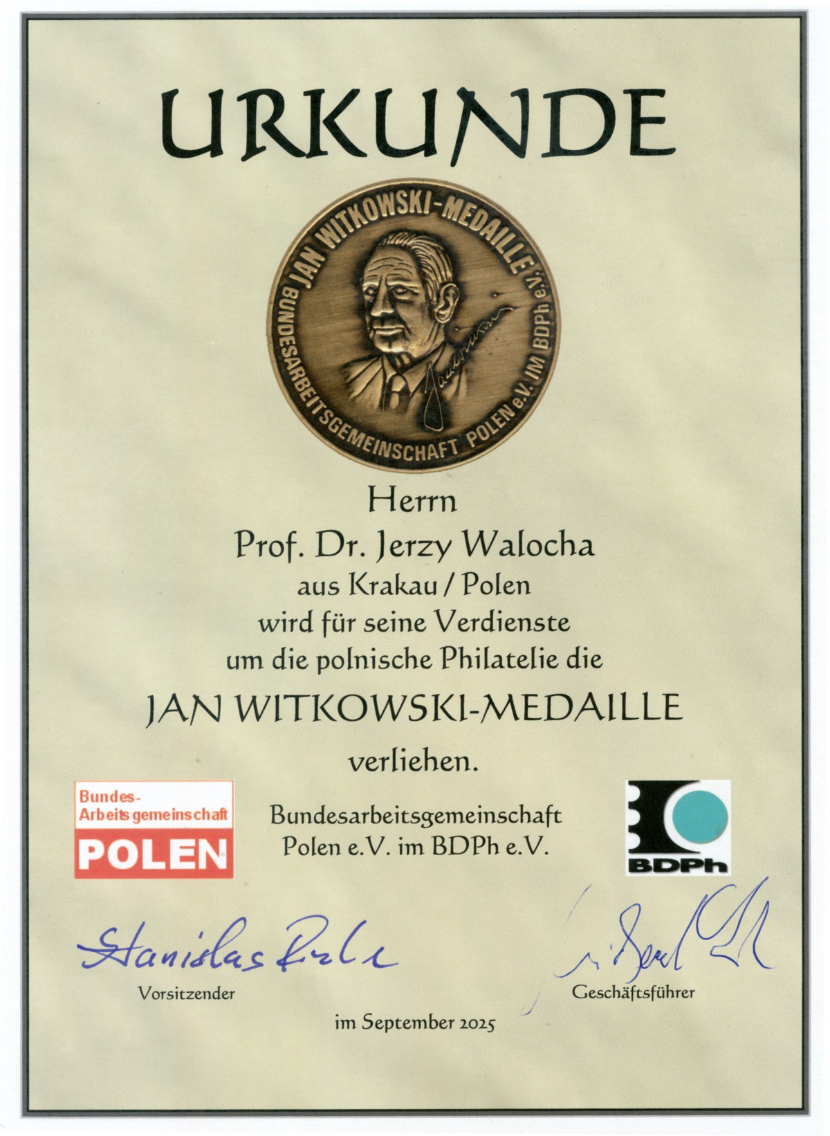 Dyplom Jerzego Walochy